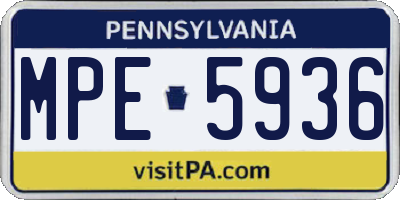 PA license plate MPE5936
