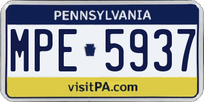 PA license plate MPE5937