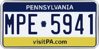 PA license plate MPE5941
