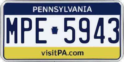 PA license plate MPE5943