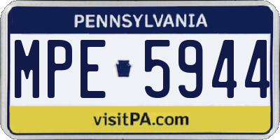 PA license plate MPE5944