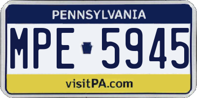 PA license plate MPE5945