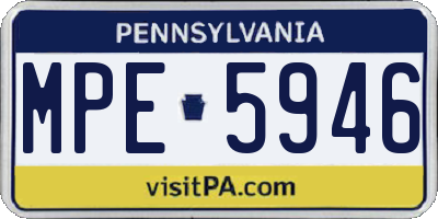 PA license plate MPE5946