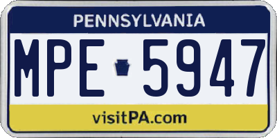 PA license plate MPE5947