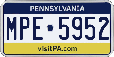PA license plate MPE5952