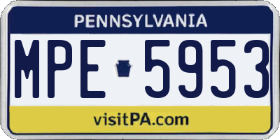 PA license plate MPE5953