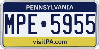 PA license plate MPE5955