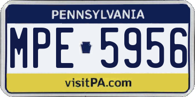 PA license plate MPE5956