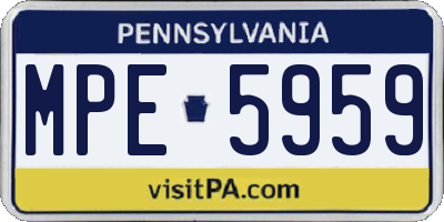 PA license plate MPE5959