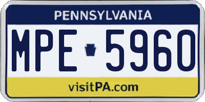 PA license plate MPE5960