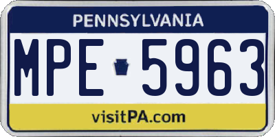 PA license plate MPE5963