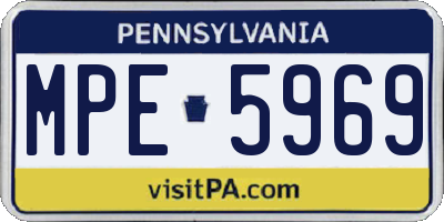 PA license plate MPE5969