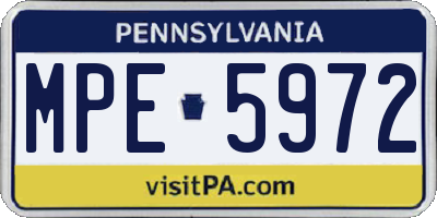 PA license plate MPE5972
