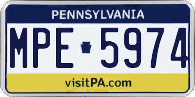 PA license plate MPE5974