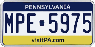 PA license plate MPE5975