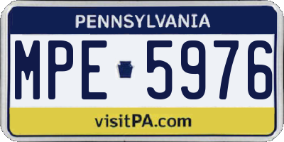 PA license plate MPE5976