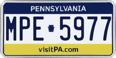 PA license plate MPE5977