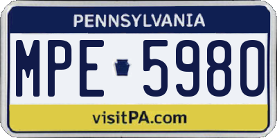 PA license plate MPE5980