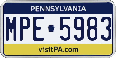 PA license plate MPE5983
