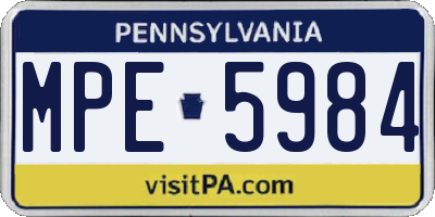 PA license plate MPE5984