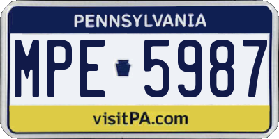 PA license plate MPE5987