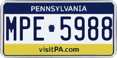 PA license plate MPE5988