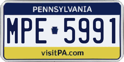 PA license plate MPE5991