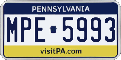 PA license plate MPE5993