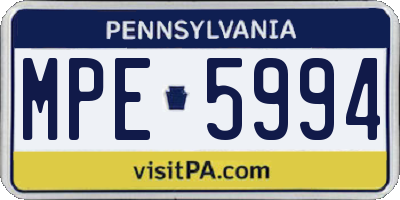 PA license plate MPE5994