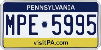 PA license plate MPE5995