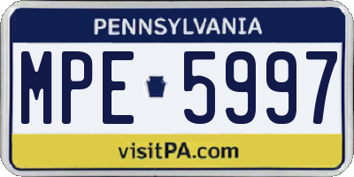 PA license plate MPE5997