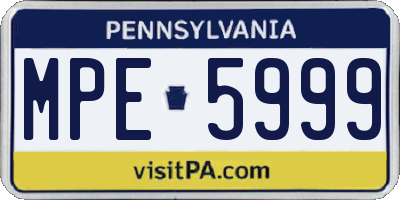 PA license plate MPE5999