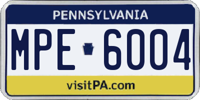 PA license plate MPE6004