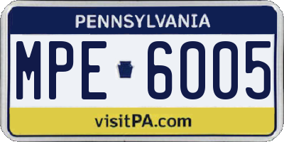 PA license plate MPE6005
