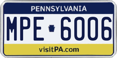 PA license plate MPE6006