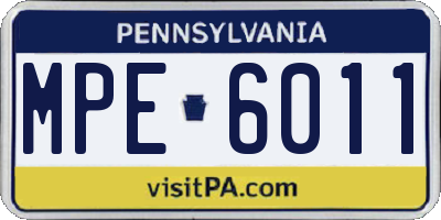 PA license plate MPE6011