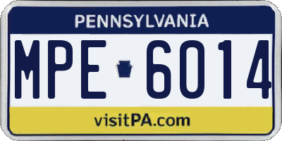 PA license plate MPE6014