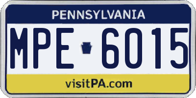 PA license plate MPE6015