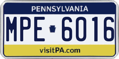 PA license plate MPE6016