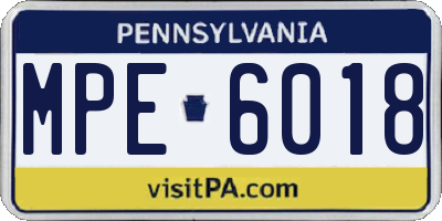 PA license plate MPE6018