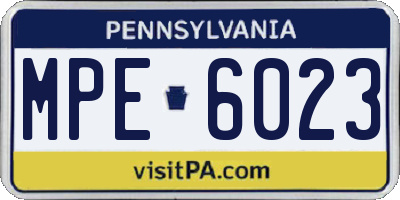 PA license plate MPE6023