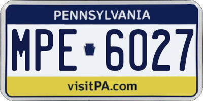 PA license plate MPE6027