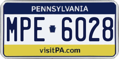 PA license plate MPE6028