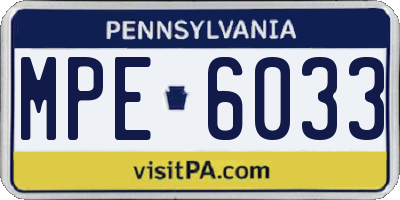 PA license plate MPE6033