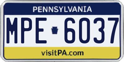 PA license plate MPE6037