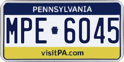 PA license plate MPE6045