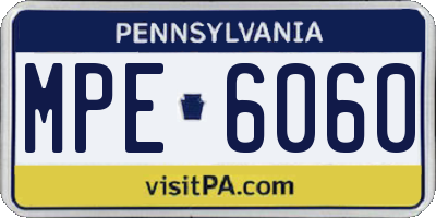 PA license plate MPE6060