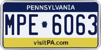 PA license plate MPE6063