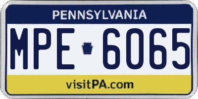PA license plate MPE6065