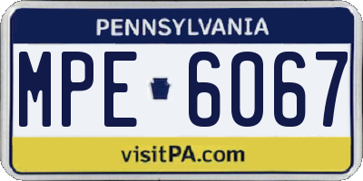 PA license plate MPE6067
